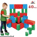 EXERCISE N PLAY Cardboard Building Block 40pcs Extra-Thick Jumbo Giant Building Blocks in 3 Sizes for Kids 40pcs Cardboard Blocks B0794Y43NG